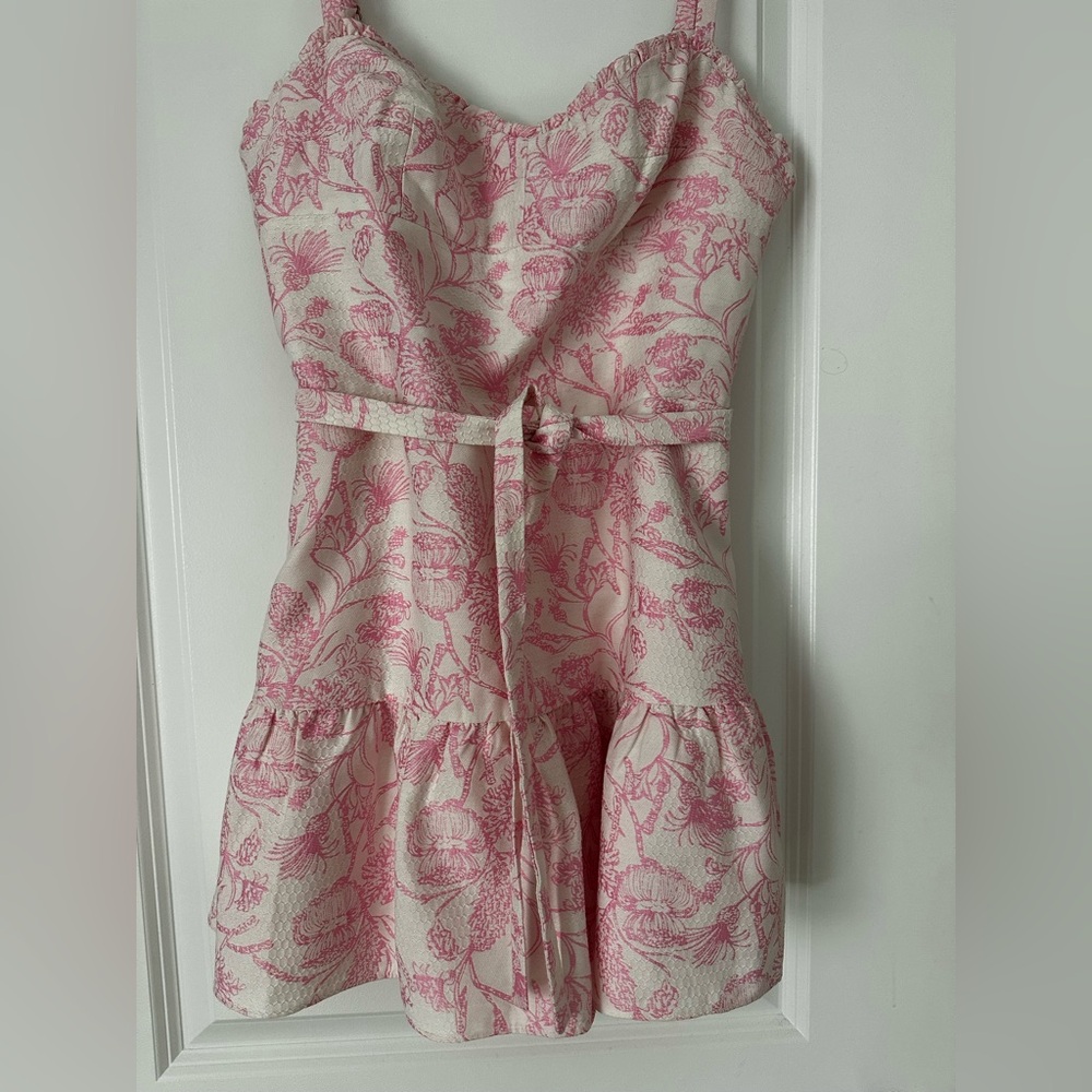 Amanda Uprichard Pink Floral Mini Dress with skort.